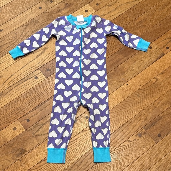 Hanna Andersson Purple Heart Kids Zipper Footie - Picture 1 of 3